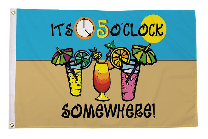 It's 5 o'clock somewhere flag with cocktails 5ft x 3ft