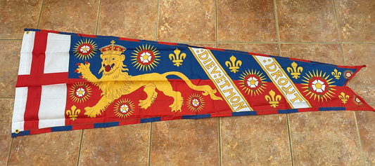 Königlicher Standard Edward III. von England, 200 cm x 70 cm, Polyester mit 2 Ösen