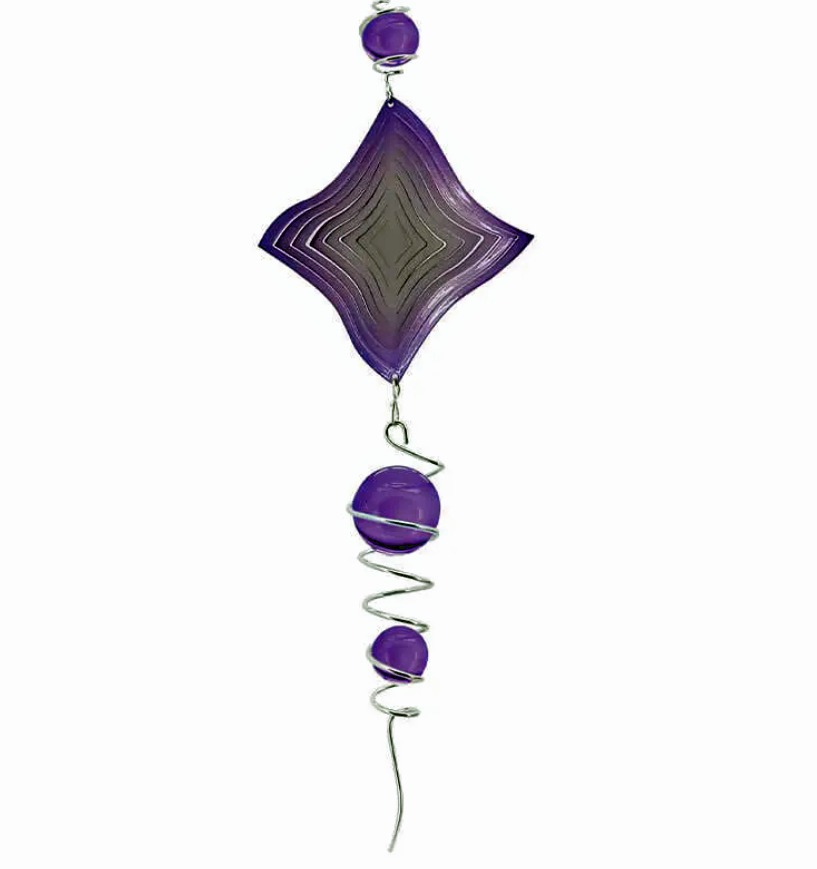 Spiral combo diamond windspinner with purple tail