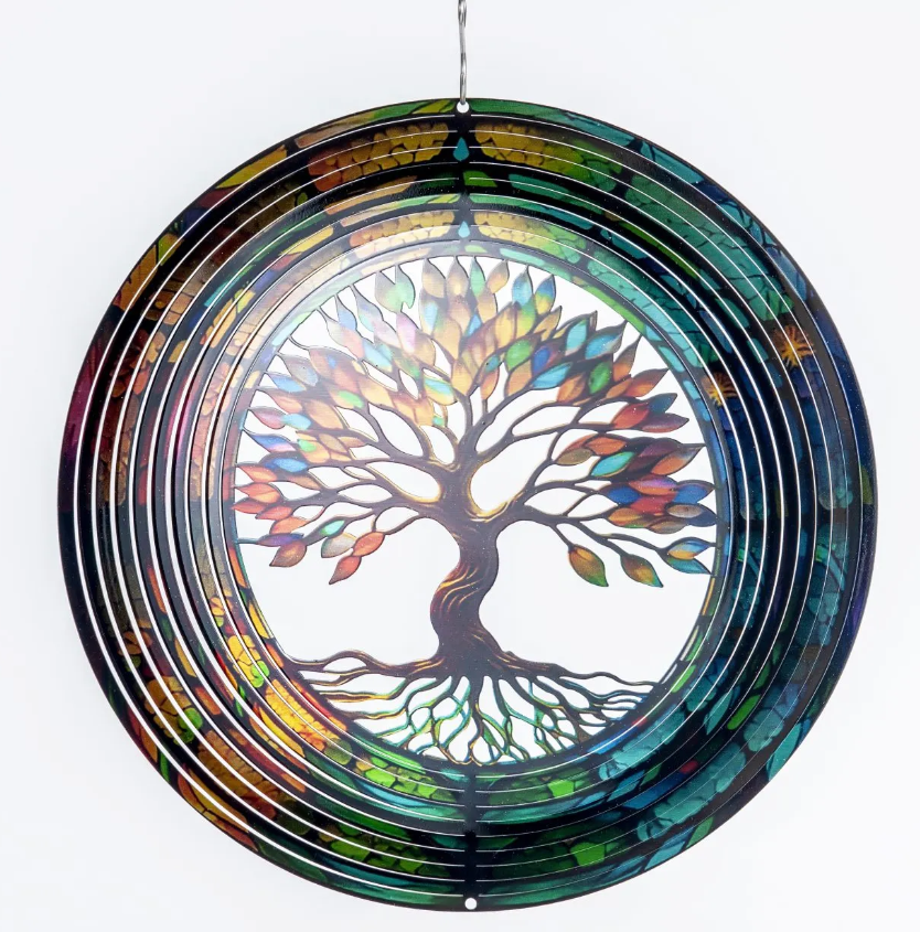 Tree of life rainbow stainless steel 12 inch garden windspinner