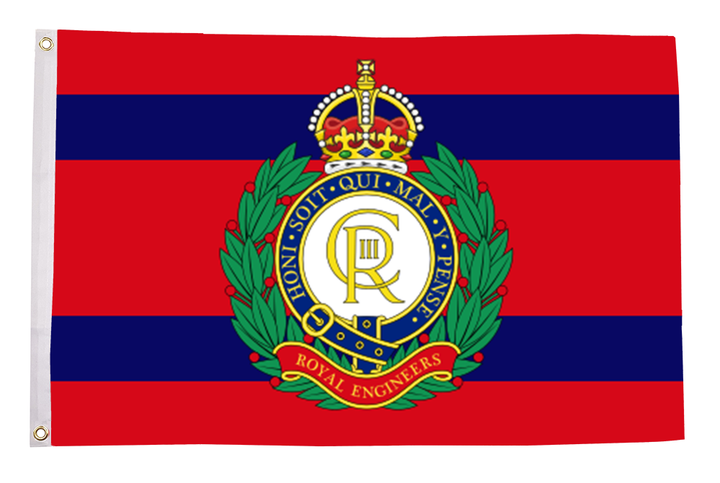 Royal engineers flag 5ft x 3ft King Charles insignia with eyelets