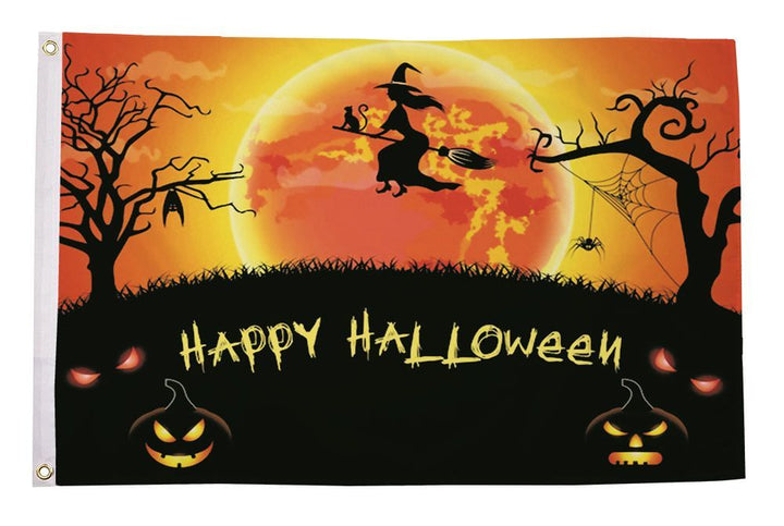 Happy Halloween witch flag 5ft x 3ft with eyelets