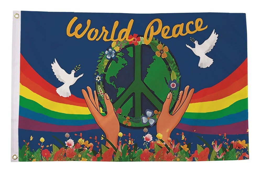 World peace flag 5ft x 3ft with eyelets