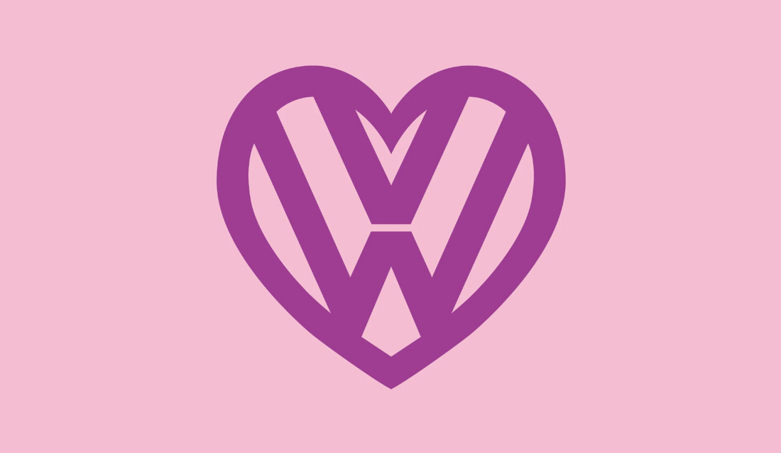 Dub VW flag with heart logo PINK/PURPLE 5ft x 3ft