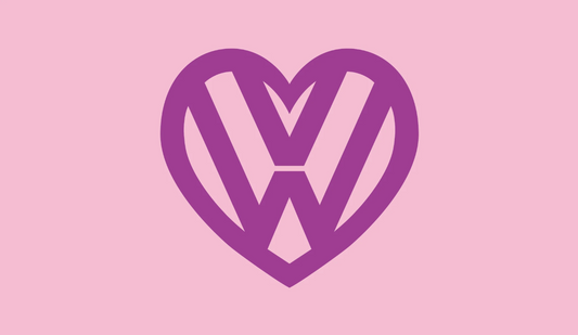 Dub VW flag with heart logo PINK/PURPLE 5ft x 3ft