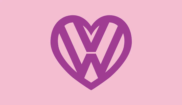 Dub VW flag with heart logo PINK/PURPLE 5ft x 3ft