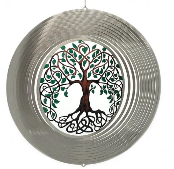 Tree of life stainless steel 12 inch garden windspinner