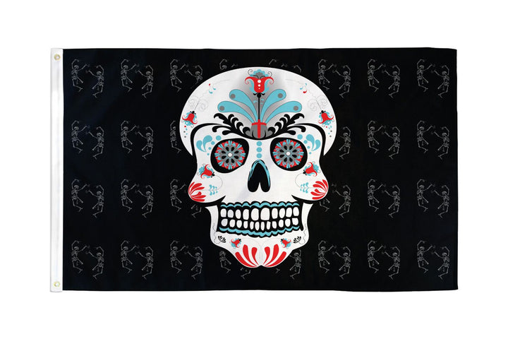 Sugar skull day of the dead flag 5ft x 3ft