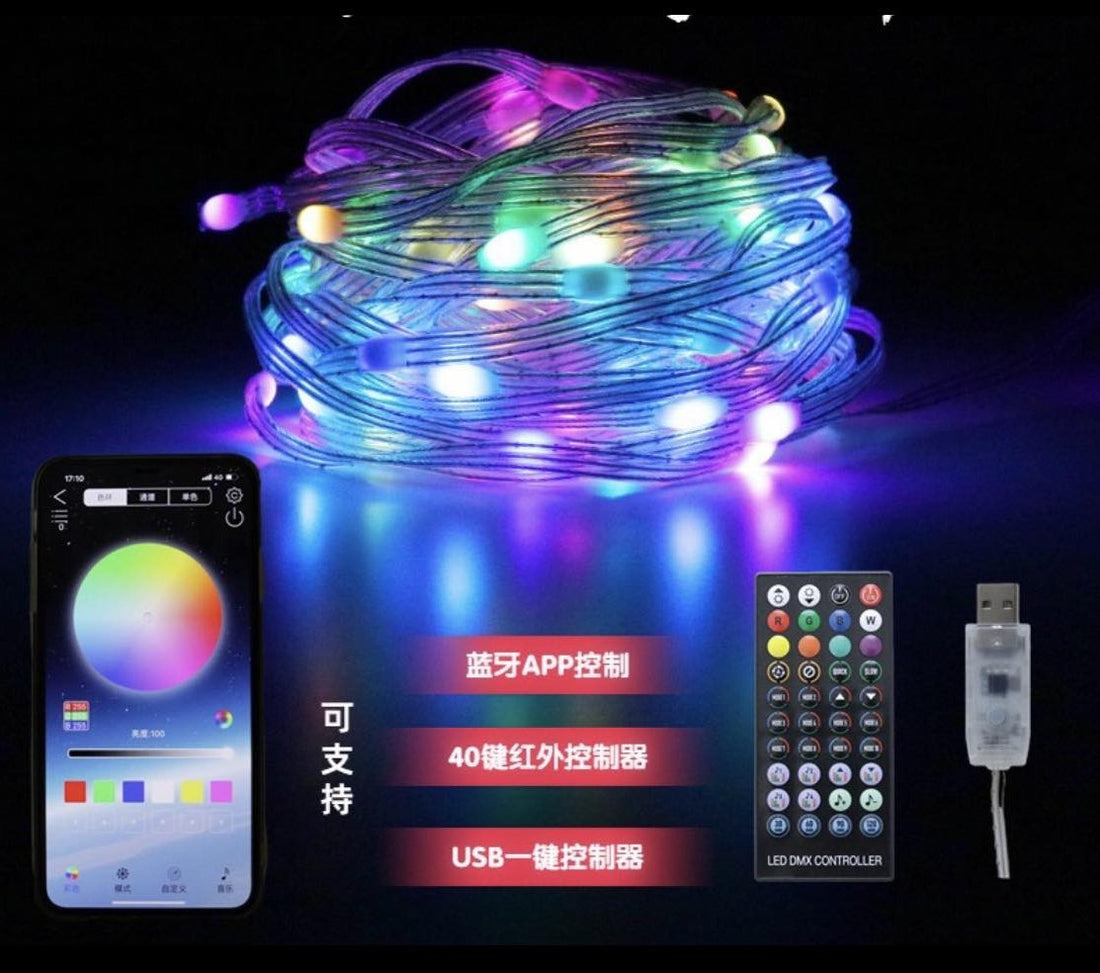 Spectrum multicoloured USB powered LED string lights 10m