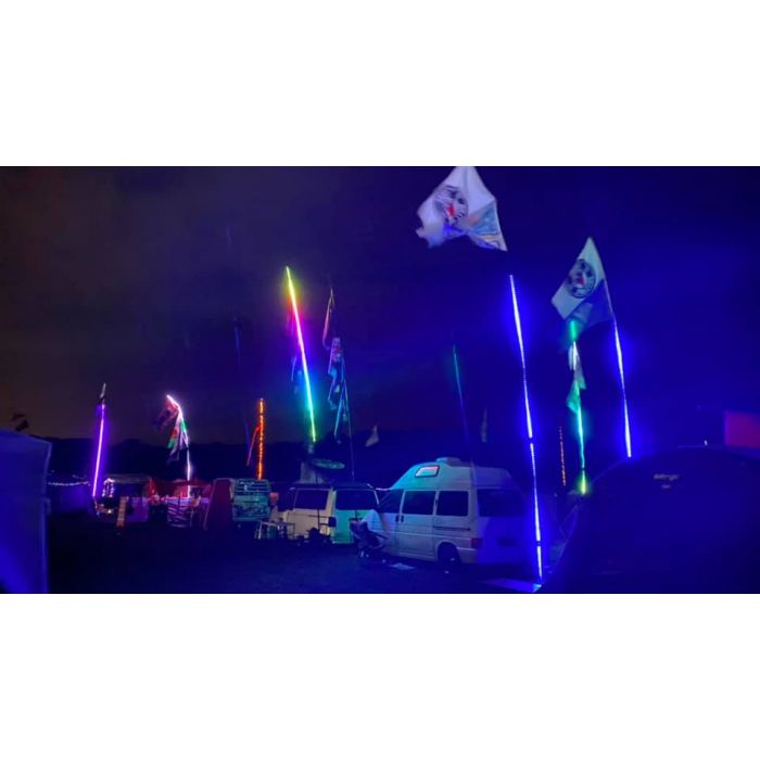 Telescopic flag pole with led deals lights