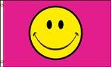 Pink smiley face flag 5ft x 3ft