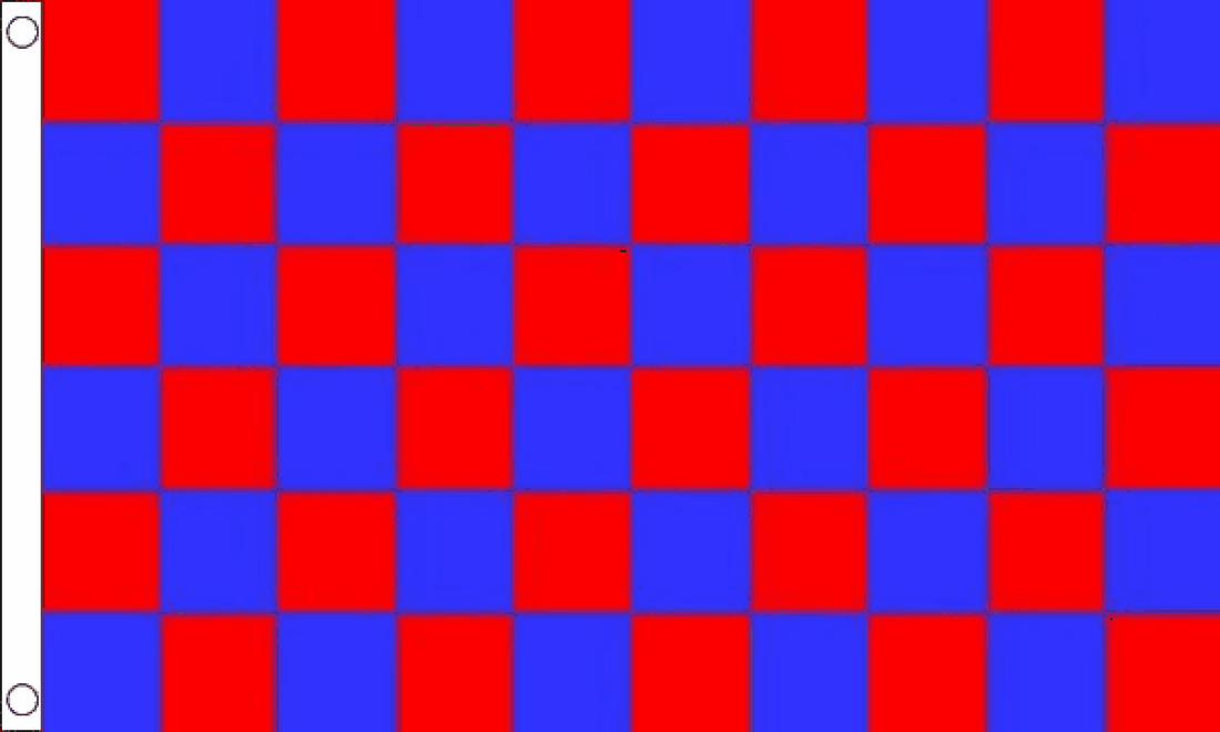 Chequered check flag red blue 5ft x 3ft