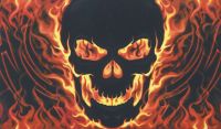 Skull with fire flag - 5ft x 3ft